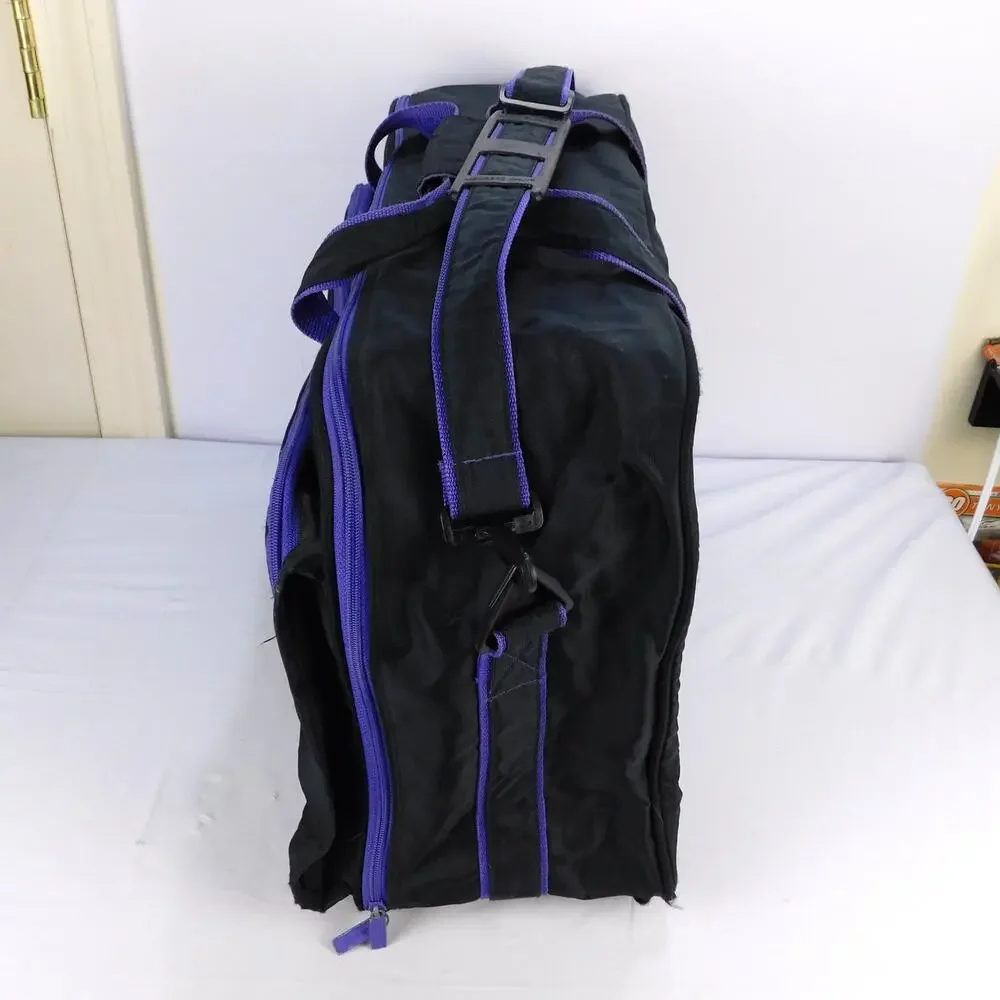 Vintage Members Only Duffel Bag Black Purple Nylon Travel Gym Weekend Bag